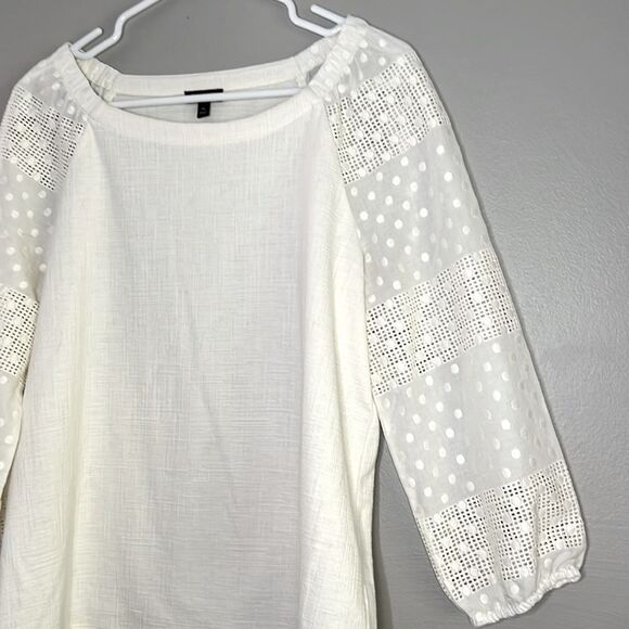 Talbots Petite Eyelet Sleeve Peasant Top - Picture 2 of 8